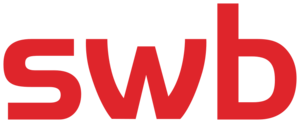 Logo der swb. Drei kleingeschriebene Buchstaben in roter Farbe auf weißem Grund.